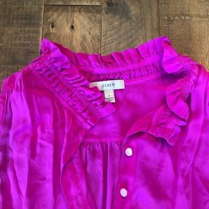 J crew silk hot pink blouse